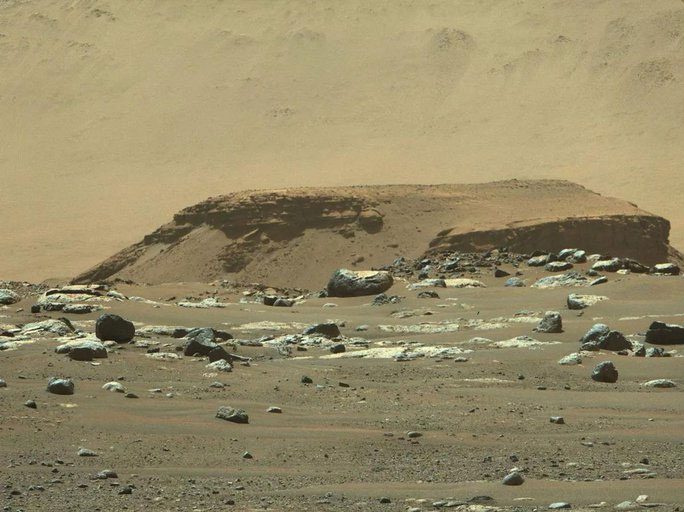 Landscape of an area with potential signs of extraterrestrial life on Mars