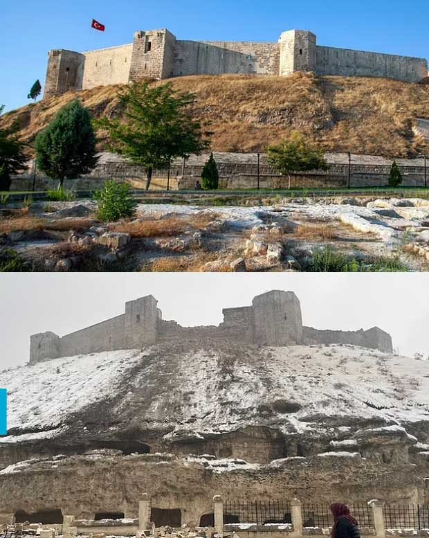 Hittite Castle before and after the earthquake