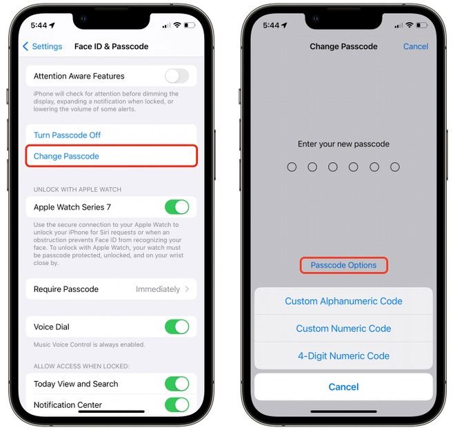  How to change the password to include both letters and numbers on iPhone. 