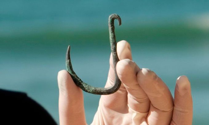Giant fish hook excavated in Chalcolithic, Ashkelon, Israel