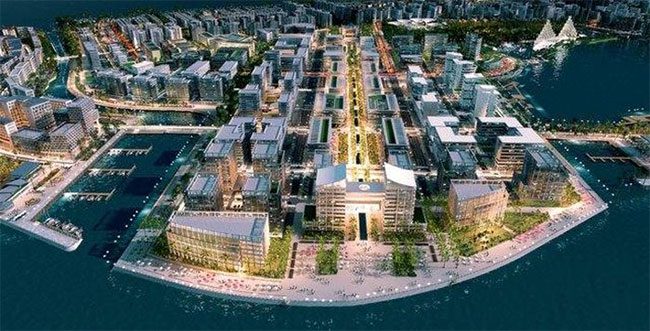 This artificial city stands nearly 2 meters above sea level.