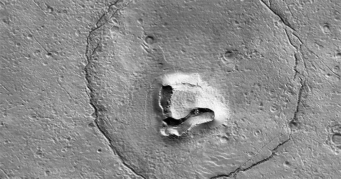 Bear face-like terrain on Mars.