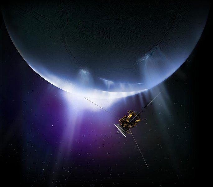 Water erupting from Enceladus
