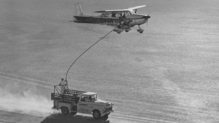 Refueling the plane.