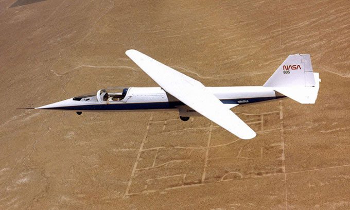 AD-1 oblique wing aircraft during test flight.