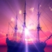 mysterious light guides the patrol boat on the sea 126409