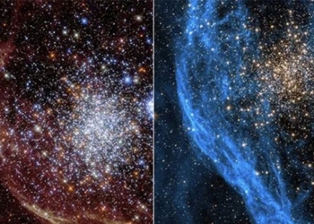 nasa shares images of a galaxy cluster 100 million years old 124700