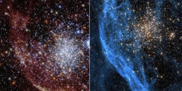 nasa shares images of a galaxy cluster 100 million years old 124700