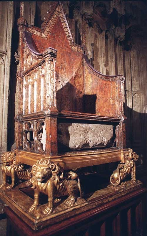 The Stone of Destiny placed directly under the throne seat.