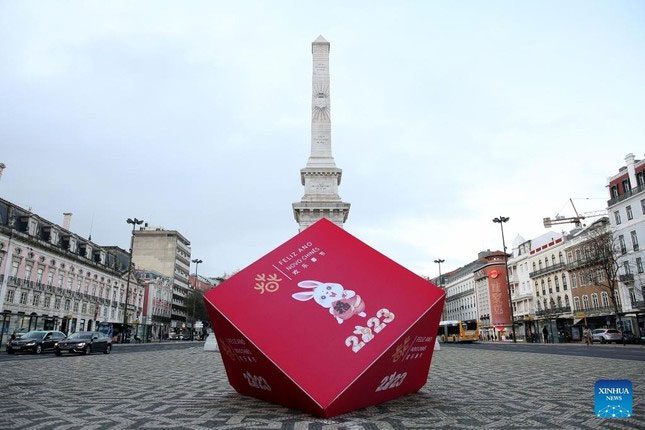 Lunar New Year decorations by the Asian community in Lisbon (Turkey).