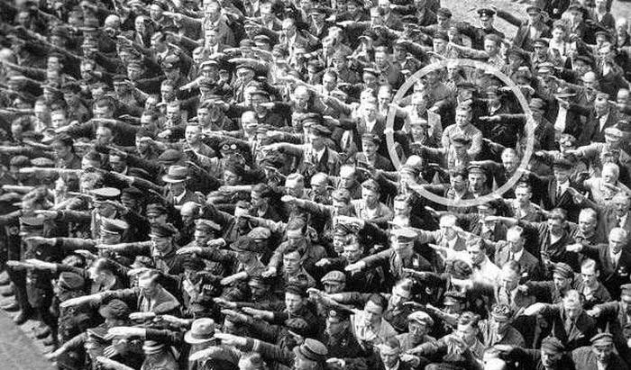 The only man who refused to salute the Nazi Party, 1936.