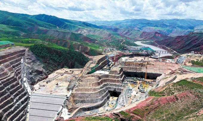 Overview of the construction site of the Maerdang Hydropower Plant.