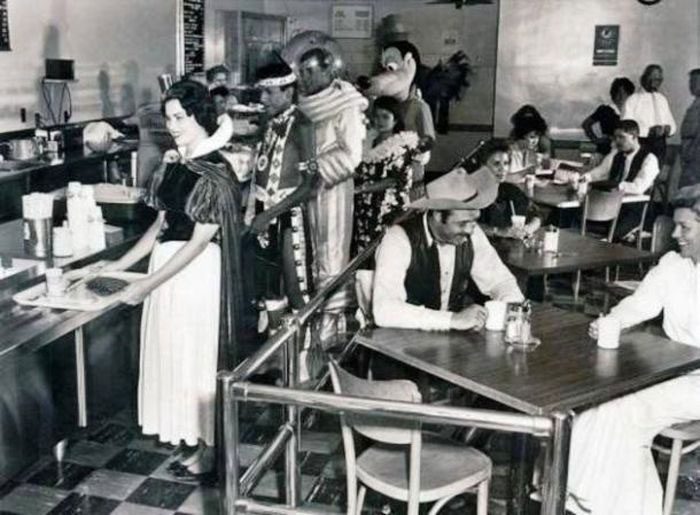 Disneyland staff and café in 1961.