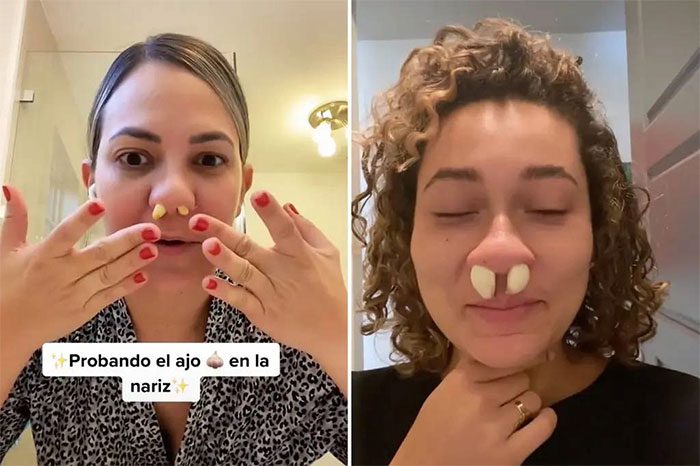 Inserting garlic into the nose can lead to it getting stuck and difficult to remove.