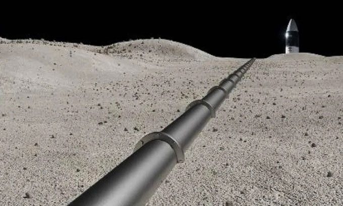 Simulation of an oxygen pipeline on the lunar surface.