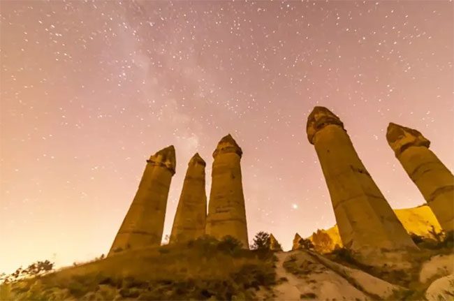 The chimneys from above resemble vast coral reefs.