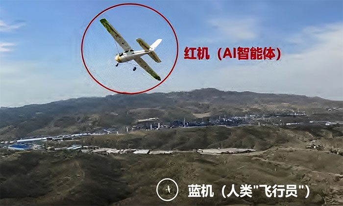 AI-controlled drone (highlighted in red) defeats remote-piloted aircraft.