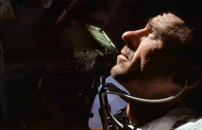 Astronaut Walter Cunningham during Apollo 7 mission.