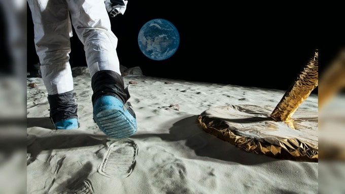 Illustration of an astronaut's footprint on the Moon.