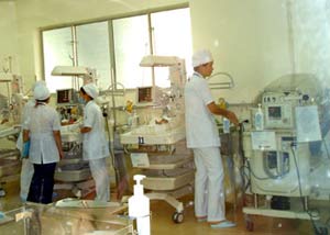Newborns being treated at the specialized neonatal department of Children's Hospital I in Ho Chi Minh City.