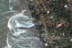 Tornado on the coast of Sri Lanka during the 2004 Tsunami