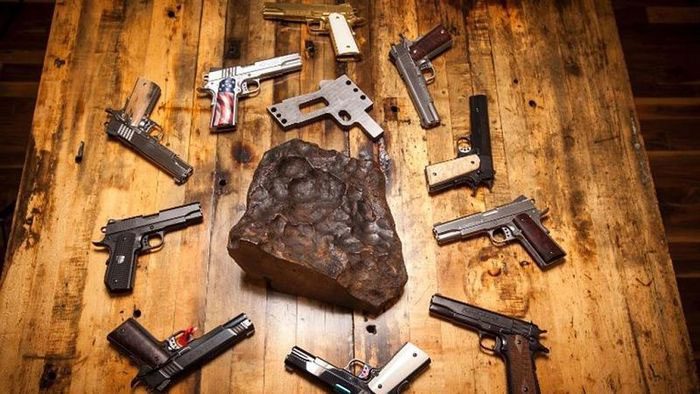 Guns designed after the M1911 made from Namibia meteorite.