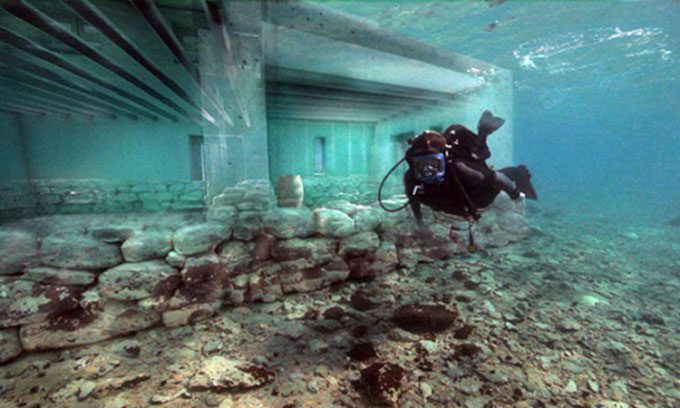 Underwater ruins of the ancient city of Pavlopetri digitally reconstructed.