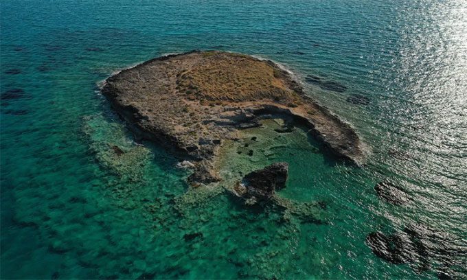 Aerial view of the Bronze Age city of Pavlopetri.