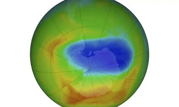 Map of the ozone hole in Antarctica on October 20, 2019.