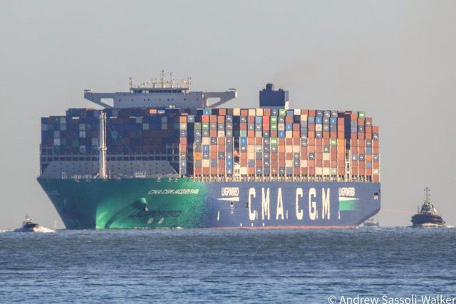  CMA CGM Jacques Saadé is the largest container ship powered by liquefied natural gas.