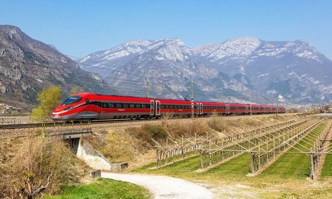 Frecciarossa high-speed train in Italy.
