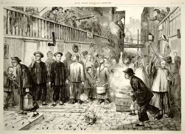 Illustration of Lunar New Year in the Chinese community, 1875.