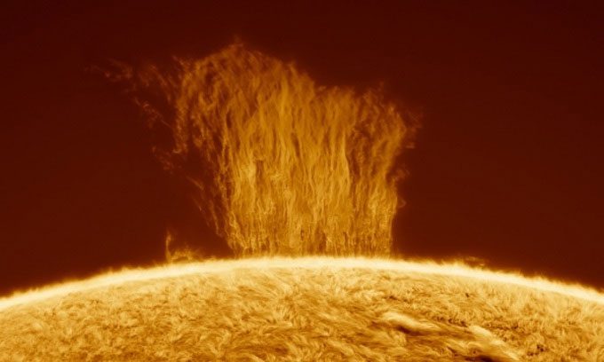 Close-up of the 100,000 km high plasma wall, also known as a plasma waterfall