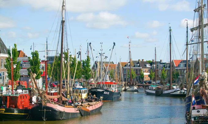 Harlingen, a city that was once inland, is now a port city in the Netherlands.