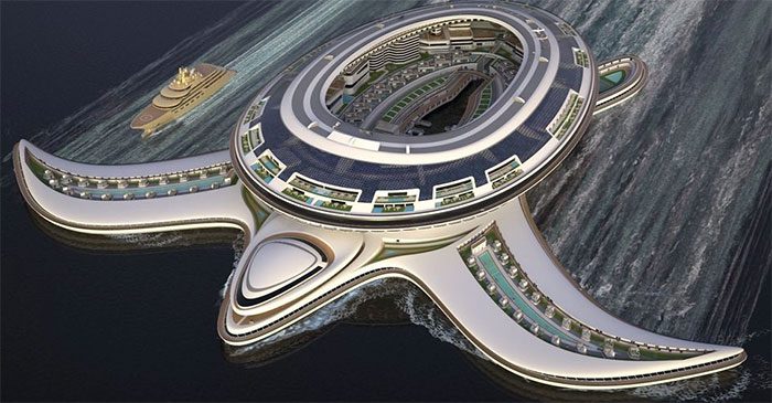 "The floating city" Pangeos shaped like a sea turtle