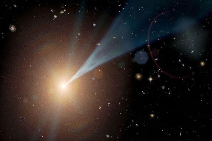 Galaxy PBC J2333.9-2343 emits jets traveling near the speed of light.