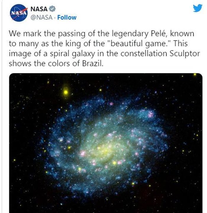 A meaningful image that NASA used to honor Pelé.