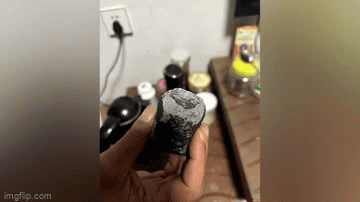 The meteorite fragment found after it fell.