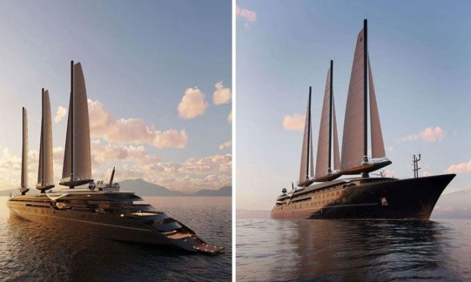 Design of the Orient Express Silenseas sailing ship, 220m long.