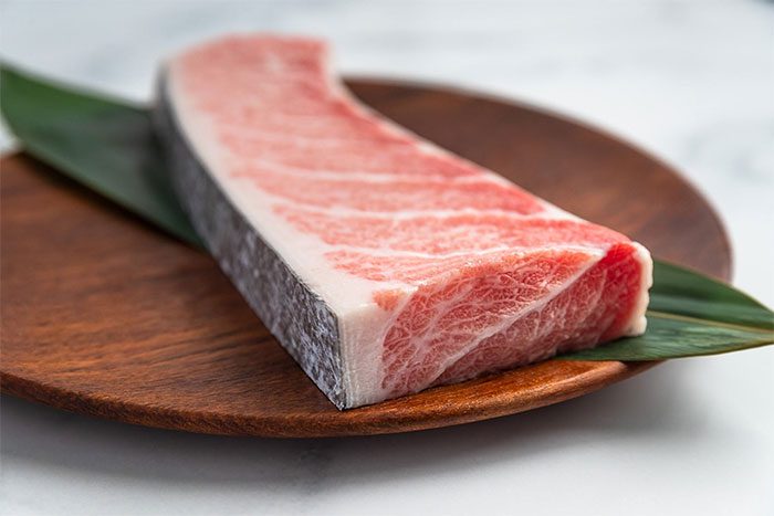 Tuna meat has beautiful marbled fat