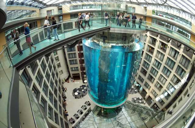 AquaDom Aquarium - the largest cylindrical aquarium in the world (2015).