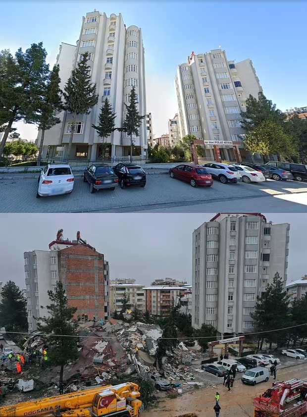 High-rise apartment buildings collapsed after the earthquake