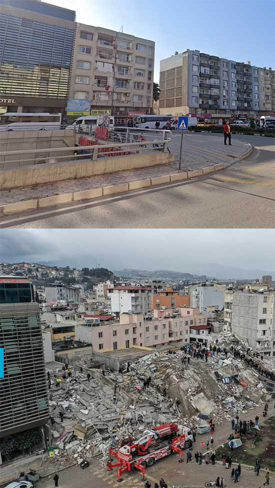 Ontur Hotel and residential buildings in İskenderun after being flattened by the earthquake