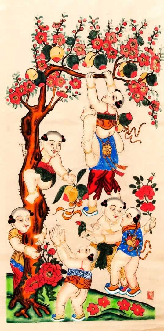 Painting "Thất đồng" brings the fresh, vibrant breath of the new spring.