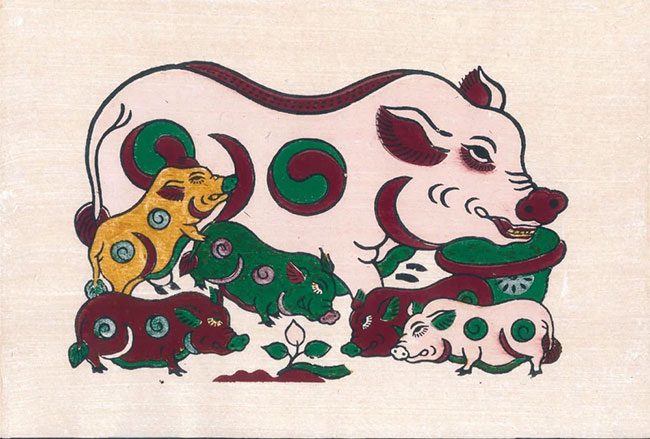 Folk Painting of Yin-Yang Pigs