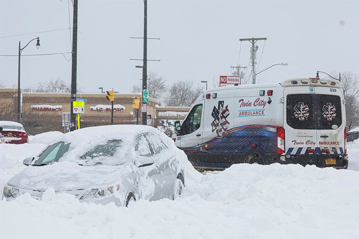 Many Americans decided to leave their cars on the road as the blizzard hit Buffalo.