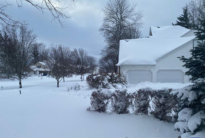 Snow covers New York State, USA on December 25, 2022.