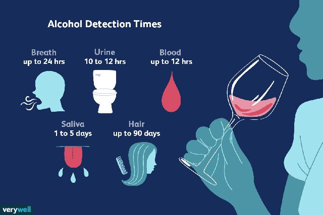 Alcohol can be present in your breath for 24 hours, in urine and blood for 12 hours