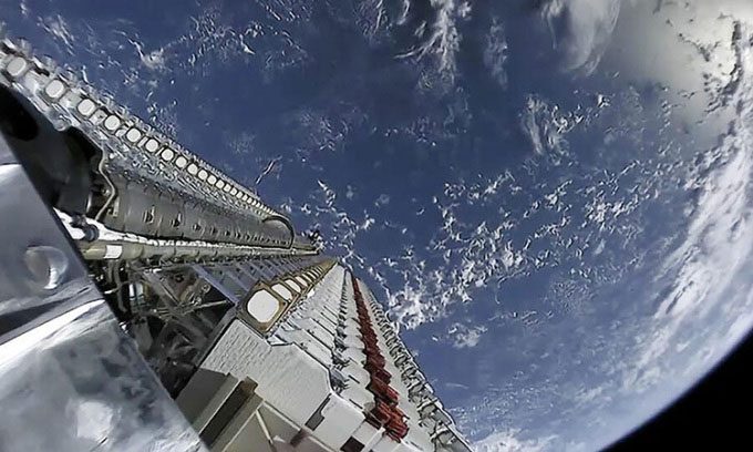 A batch of SpaceX's Starlink satellites ready to be launched into orbit.