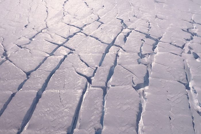 Cracks on the Thwaites Glacier in 2020.